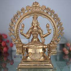 Handcrafted Bronze Mahalakshmi Idol | Panchaloha Kamala Devi Murti for Pooja, Home Temple & Prosperity ,gold,14 inch,1,