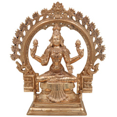 Handcrafted Bronze Mahalakshmi Idol | Panchaloha Kamala Devi Murti for Pooja, Home Temple & Prosperity ,gold,14 inch,1,
