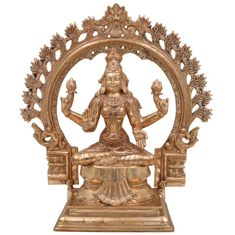 Handcrafted Bronze Mahalakshmi Idol | Panchaloha Kamala Devi Murti for Pooja, Home Temple & Prosperity ,gold,14 inch,1,