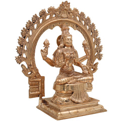 Handcrafted Bronze Mahalakshmi Idol | Panchaloha Kamala Devi Murti for Pooja, Home Temple & Prosperity ,gold,14 inch,1,