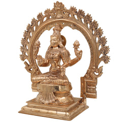 Handcrafted Bronze Mahalakshmi Idol | Panchaloha Kamala Devi Murti for Pooja, Home Temple & Prosperity ,gold,14 inch,1,