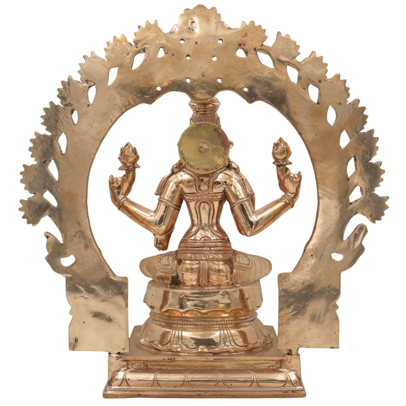 Handcrafted Bronze Mahalakshmi Idol | Panchaloha Kamala Devi Murti for Pooja, Home Temple & Prosperity ,gold,14 inch,1,