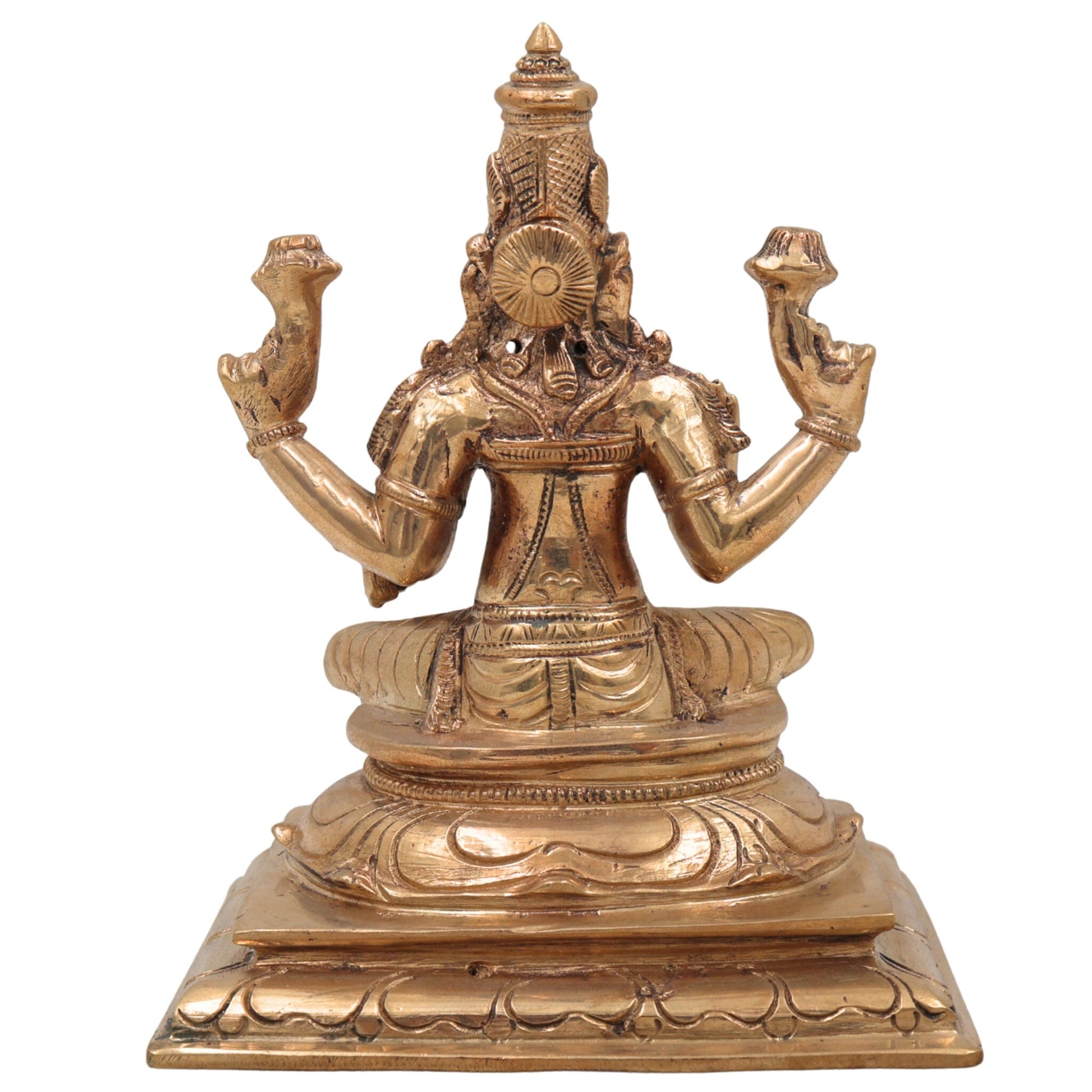 Handmade Panchaloha Bronze Mahalakshmi Idol | Varalakshmi, Sri Maha Lakshmi Statue for Pooja, Temple & Decor – Chola Art, Gold, 5.5 Inch, 1 Piece