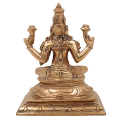 Handmade Panchaloha Bronze Mahalakshmi Idol | Varalakshmi, Sri Maha Lakshmi Statue for Pooja, Temple & Decor – Chola Art, Gold, 5.5 Inch, 1 Piece