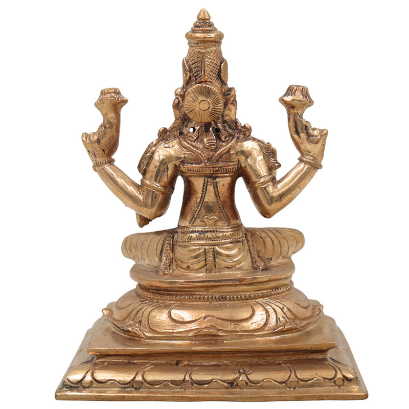 Handmade Panchaloha Bronze Mahalakshmi Idol | Varalakshmi, Sri Maha Lakshmi Statue for Pooja, Temple & Decor – Chola Art, Gold, 5.5 Inch, 1 Piece