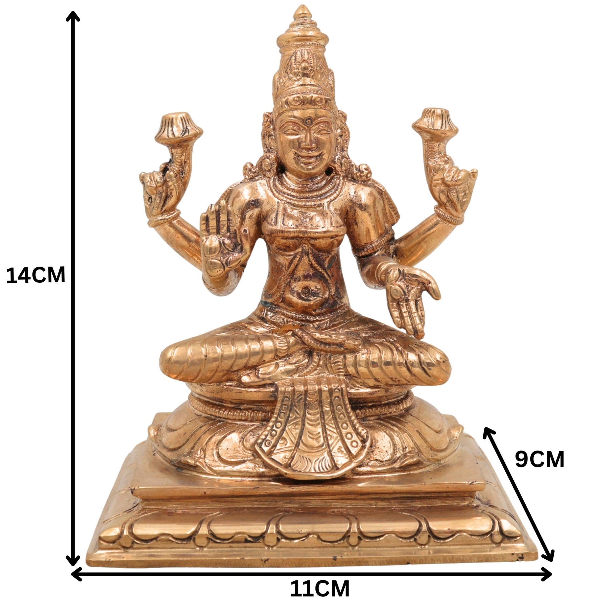 Handmade Panchaloha Bronze Mahalakshmi Idol | Varalakshmi, Sri Maha Lakshmi Statue for Pooja, Temple & Decor – Chola Art, Gold, 5.5 Inch, 1 Piece