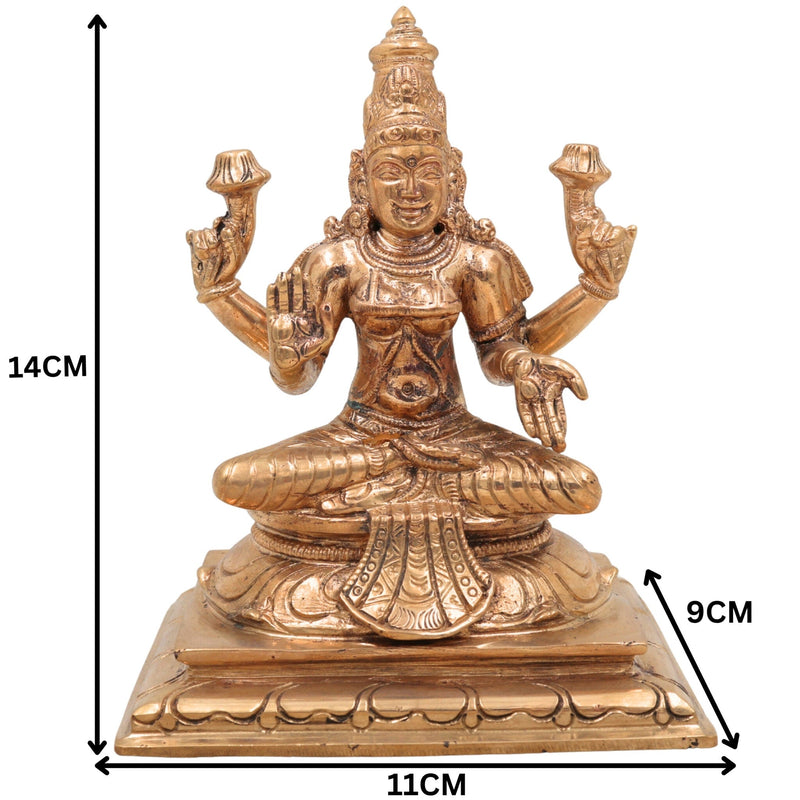 Handmade Panchaloha Bronze Mahalakshmi Idol | Varalakshmi, Sri Maha Lakshmi Statue for Pooja, Temple & Decor – Chola Art, Gold, 5.5 Inch, 1 Piece