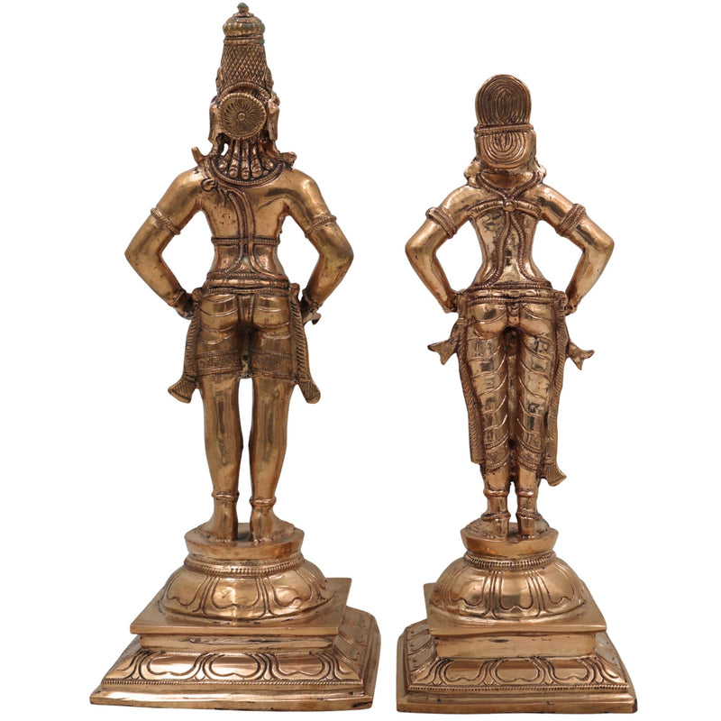 Handcrafted Bronze Panchaloha Vitthal Rukmini Idol | Vithoba Panduranga Rakhumai Murti | Panchadhatu Vitthal Statue for Home Temple & Pooja,Gold, 12.5 Inch, 1 Piece