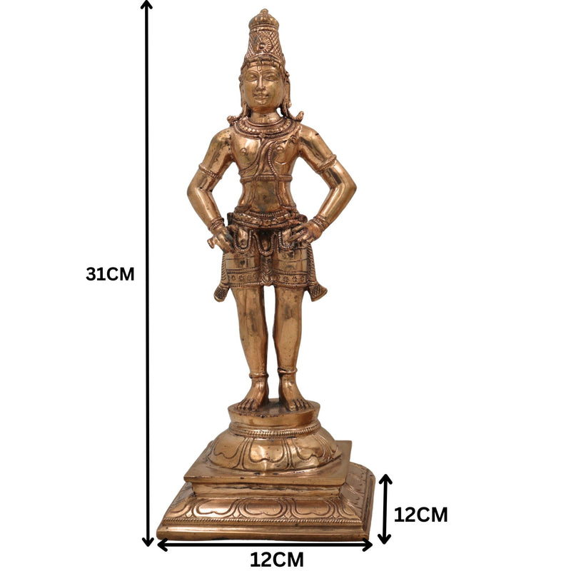 Handcrafted Bronze Panchaloha Vitthal Rukmini Idol | Vithoba Panduranga Rakhumai Murti | Panchadhatu Vitthal Statue for Home Temple & Pooja,Gold, 12.5 Inch, 1 Piece