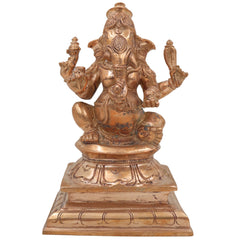 Handcrafted Panchaloha Bronze Ganesha Idol, Vinayaka Ganapati Murti for Home Temple Decor, Chola Style Vighnaharta Pillaiyar Sculpture,Gold, 6.5 Inch, 1 Piece