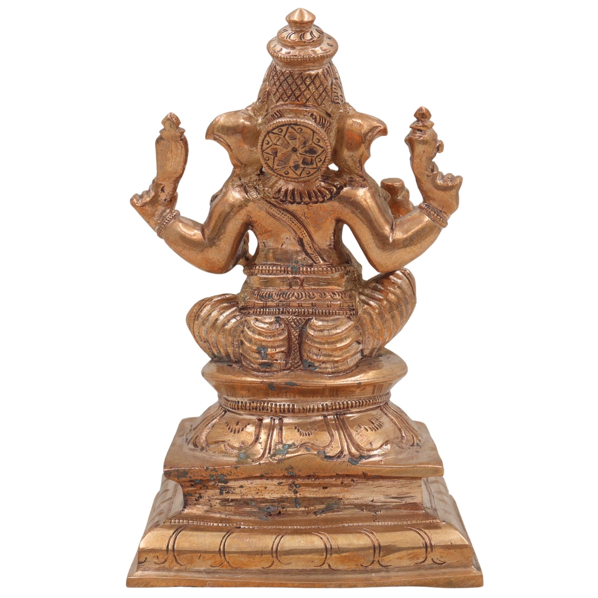 Handcrafted Panchaloha Bronze Ganesha Idol, Vinayaka Ganapati Murti for Home Temple Decor, Chola Style Vighnaharta Pillaiyar Sculpture,Gold, 6.5 Inch, 1 Piece