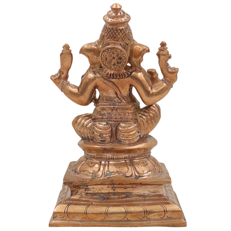 Handcrafted Panchaloha Bronze Ganesha Idol, Vinayaka Ganapati Murti for Home Temple Decor, Chola Style Vighnaharta Pillaiyar Sculpture,Gold, 6.5 Inch, 1 Piece