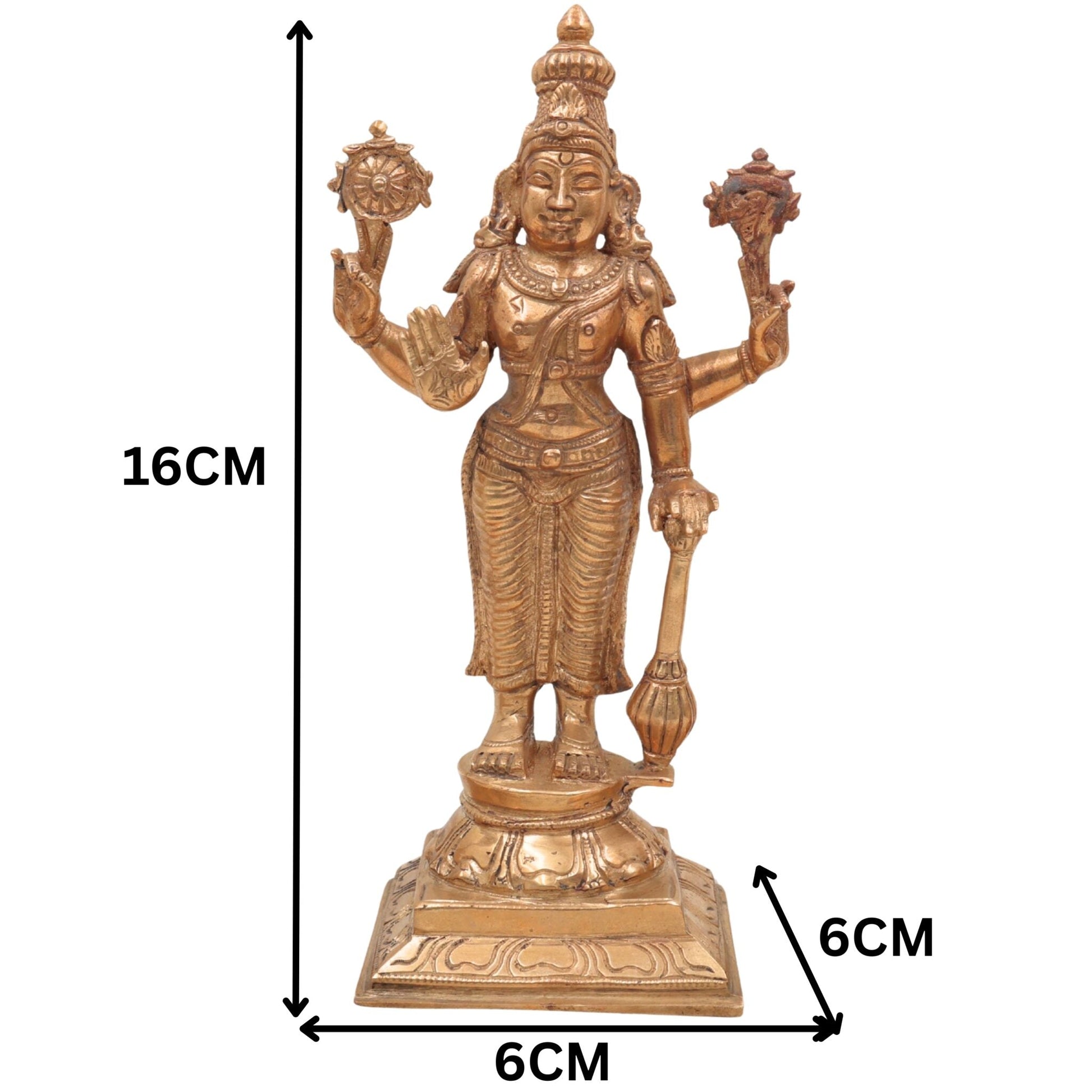 BronzeHandmade Panchaloha Vishnu Sri Devi Bhudevi Idol | Traditional South Indian Lakshmi Bhudevi Murti for Temple & Home Pooja,Gold, 6.5 Inch, 1 Piece