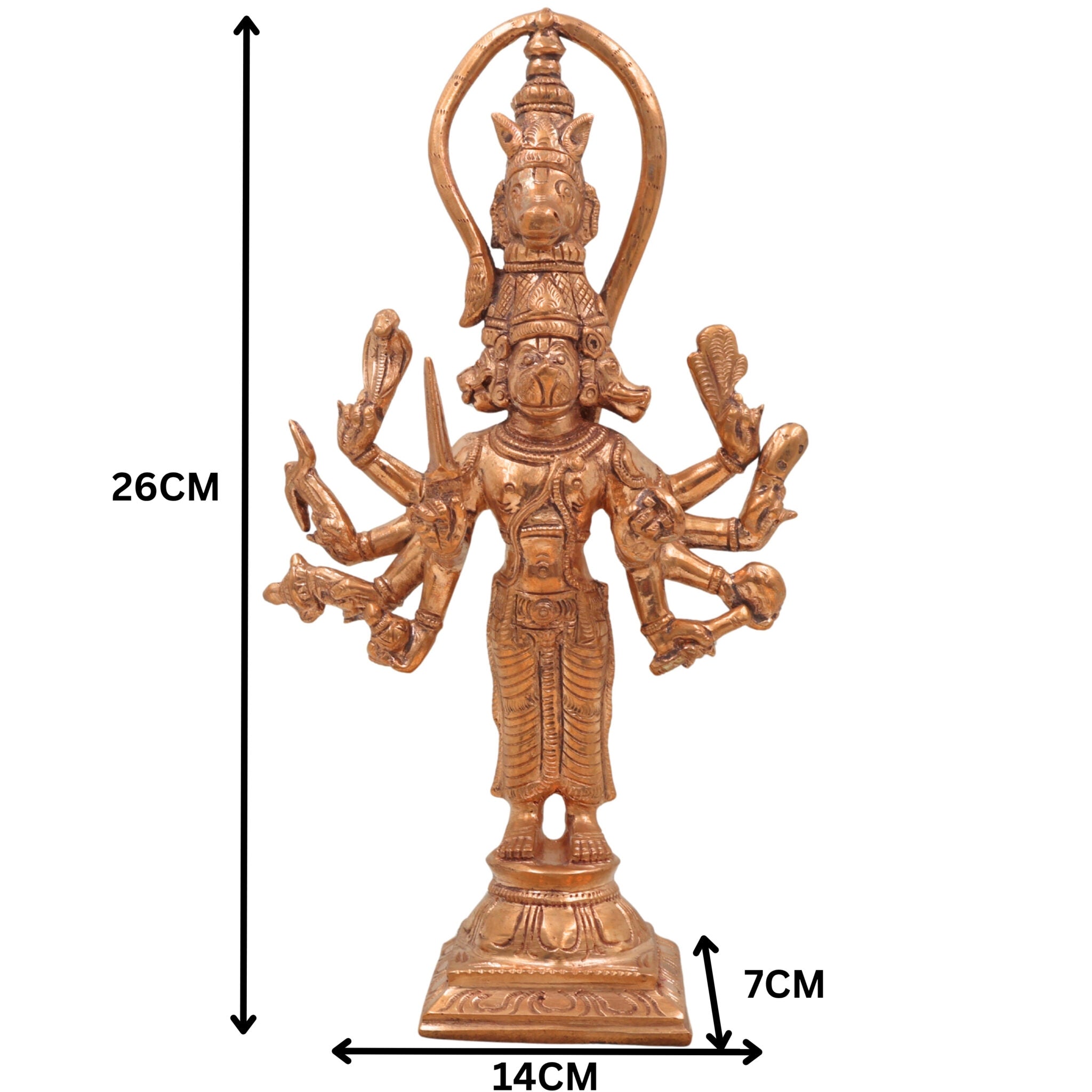 Handcrafted Panchaloha Hanuman Idol in Bronze | Anjaneya, Bajrang Bali, Veer Maruti Murti for Home Temple & Pooja Decor – 26cm,Gold, 10.5 Inch, 1 Piece