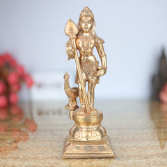 Panchaloha Bronze Murugan Idol – Handmade Lord Subramanya | Kartikeya | Skanda | Vel Murugan Statue for Home Temple & Pooja,Gold, 10 Inch, 1 Piece