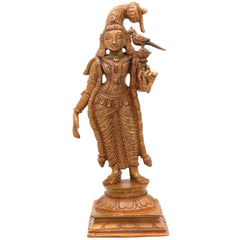 Bronze Meenakshi Idol, Handcrafted Goddess Menakshi Murti for Pooja, Home Decor & Spiritual Gifts, Brown, 7 Inch, 1 Piece