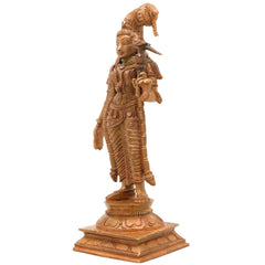 Bronze Meenakshi Idol, Handcrafted Goddess Menakshi Murti for Pooja, Home Decor & Spiritual Gifts, Brown, 7 Inch, 1 Piece