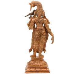 Bronze Meenakshi Idol, Handcrafted Goddess Menakshi Murti for Pooja, Home Decor & Spiritual Gifts, Brown, 7 Inch, 1 Piece