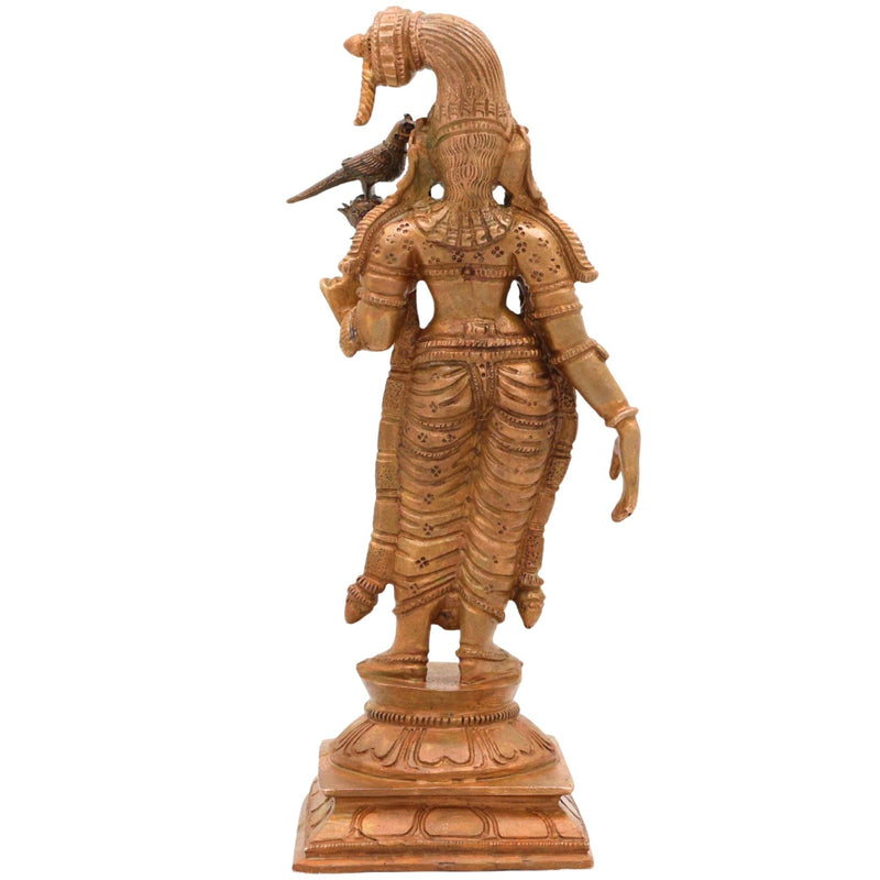 Bronze Meenakshi Idol, Handcrafted Goddess Menakshi Murti for Pooja, Home Decor & Spiritual Gifts, Brown, 7 Inch, 1 Piece