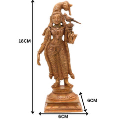 Bronze Meenakshi Idol, Handcrafted Goddess Menakshi Murti for Pooja, Home Decor & Spiritual Gifts, Brown, 7 Inch, 1 Piece