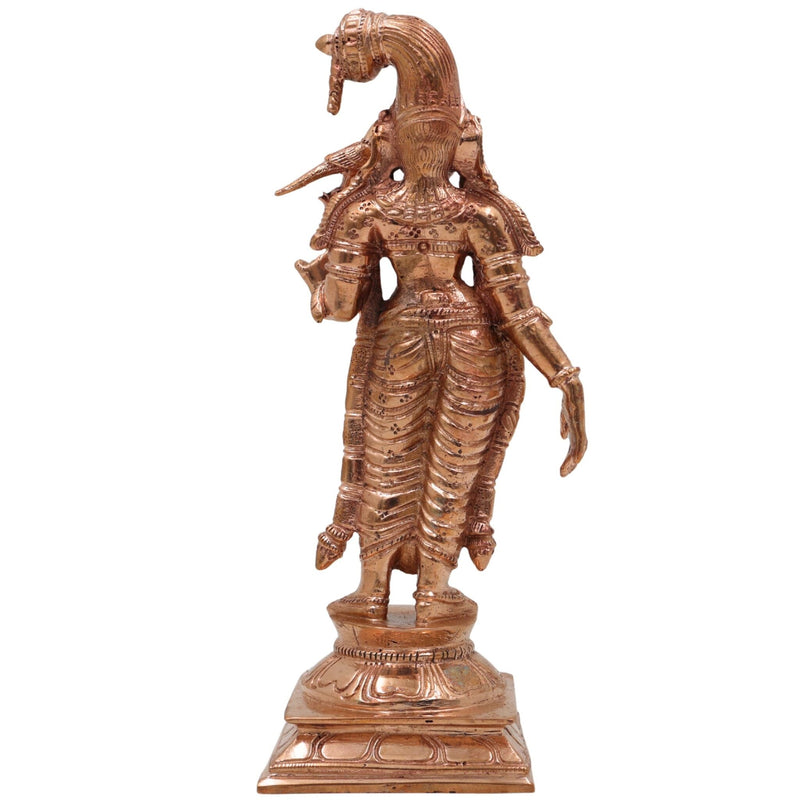 Bronze Meenakshi Amman Idol, Handcrafted Panchaloha Goddess Statue, Chola Art Murti, Divine Meenakshi Parvati Figurine,Gold, 7 Inch, 1 Piece