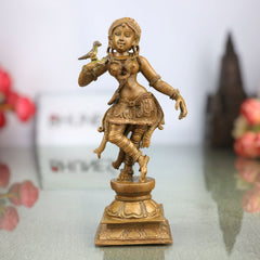 Bronze Apsara Sculpture – Handcrafted Chola Art Panchaloha Idol, Celestial Dancer, Devangana, Gandharvi, Ethereal Nymph, Temple & Home Decor, Brown, 5.5 Inch, 1 Piece
