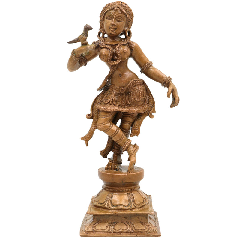 Bronze Apsara Sculpture – Handcrafted Chola Art Panchaloha Idol, Celestial Dancer, Devangana, Gandharvi, Ethereal Nymph, Temple & Home Decor, Brown, 5.5 Inch, 1 Piece