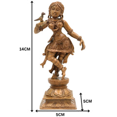 Bronze Apsara Sculpture – Handcrafted Chola Art Panchaloha Idol, Celestial Dancer, Devangana, Gandharvi, Ethereal Nymph, Temple & Home Decor, Brown, 5.5 Inch, 1 Piece