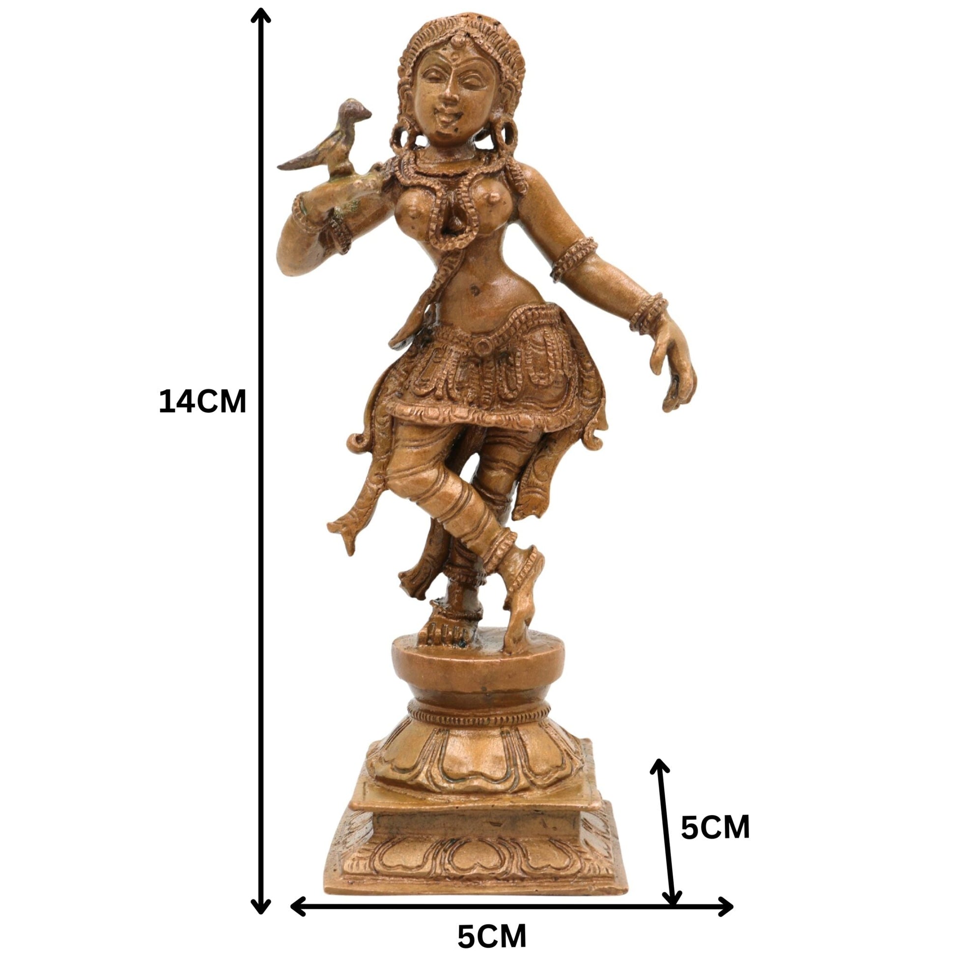 Bronze Apsara Idol Pair, Chola Art Panchaloha Apsarini Sculpture, Celestial Dancer Figurine, Handcrafted South Indian Temple Decor, Brown, 5.5 Inch, 1 Piece