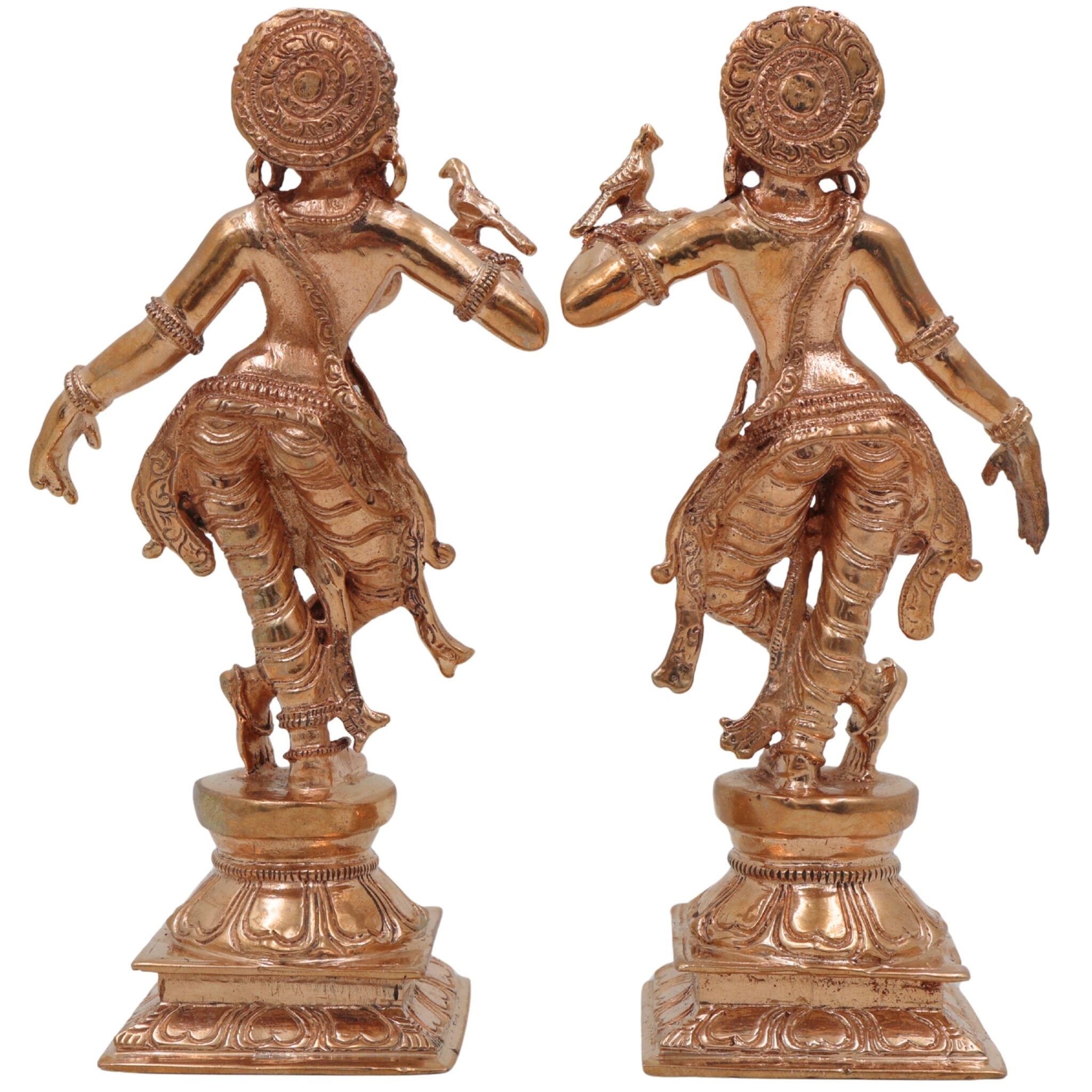 Bronze Apsara Idol, Chola Art Divine Dancer, Panchaloha Apsarini Statue, Handcrafted South Indian Celestial Nymph Sculpture, Gold, 5.5 Inch, 1 Piece