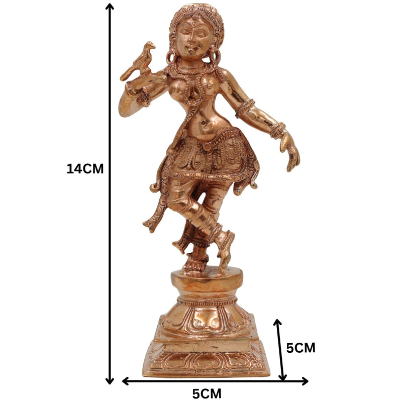 Bronze Apsara Idol, Chola Art Divine Dancer, Panchaloha Apsarini Statue, Handcrafted South Indian Celestial Nymph Sculpture, Gold, 5.5 Inch, 1 Piece