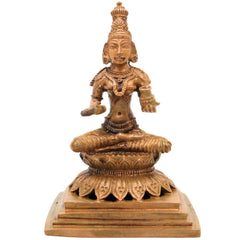 Bronze Handcrafted Annapurna Idol | Annapoorna Devi Murti | Panchaloha Goddess Statue | Chola Art Annapurneshwari Sculpture, Gold, 4 Inch, 1 Piece