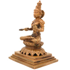Bronze Handcrafted Annapurna Idol | Annapoorna Devi Murti | Panchaloha Goddess Statue | Chola Art Annapurneshwari Sculpture, Gold, 4 Inch, 1 Piece