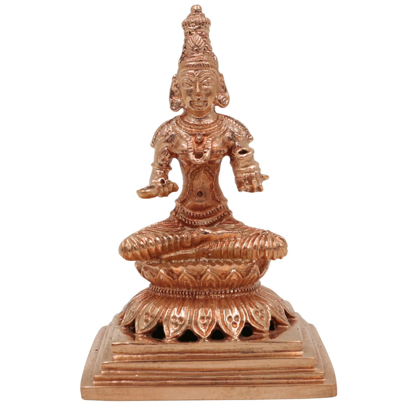 Handmade Annapurna Idol | Annapurneshwari Bronze Statue | Panchaloha Goddess Sculpture for Puja & Home Decor,Gold, 4 Inch, 1 Piece