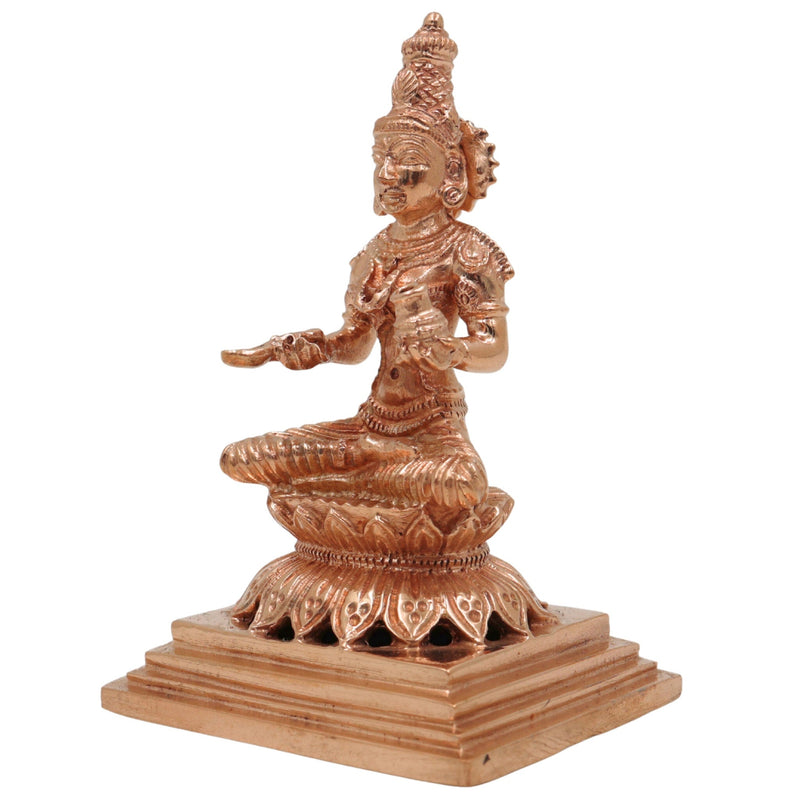 Handmade Annapurna Idol | Annapurneshwari Bronze Statue | Panchaloha Goddess Sculpture for Puja & Home Decor,Gold, 4 Inch, 1 Piece