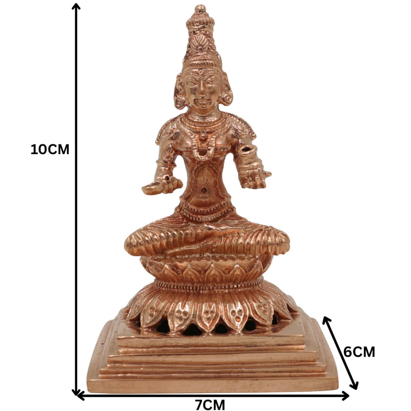 Handmade Annapurna Idol | Annapurneshwari Bronze Statue | Panchaloha Goddess Sculpture for Puja & Home Decor,Gold, 4 Inch, 1 Piece