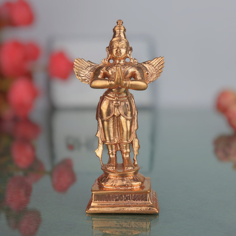 Handmade Panchaloha Garuda Dev Idol – Bronze Vishnu Vahana Murti | Suparna, Garuda Swamy, Khageshwara Sculpture for Temple & Home Décor,Gold, 4 Inch, 1 Piece