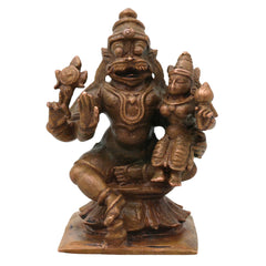 Sri Lakshmi Narasimha Swamy Bronze Idol, Lakshmi Narasimhar Narahari Narasimha Bhagavan Murti Vigraha for Home Puja Mandir Decor, Brown, 3 Inch, 1 Piece