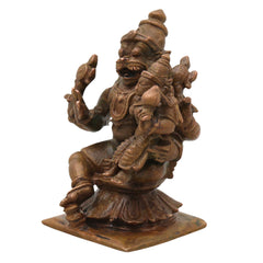 Sri Lakshmi Narasimha Swamy Bronze Idol, Lakshmi Narasimhar Narahari Narasimha Bhagavan Murti Vigraha for Home Puja Mandir Decor, Brown, 3 Inch, 1 Piece