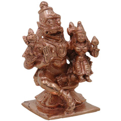 Handcrafted Bronze Narasimha Lakshmi Idol, Lakshmi Narasimha Swamy Murti, Laxmi Narasimha Vigraham, Traditional Panchaloha-Inspired Narasimha Ammavaru Statue for Home Temple Decor,Gold, 3 Inch, 1 Piece