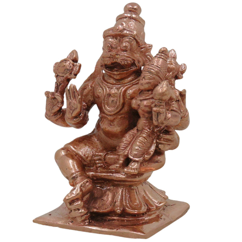 Handcrafted Bronze Narasimha Lakshmi Idol, Lakshmi Narasimha Swamy Murti, Laxmi Narasimha Vigraham, Traditional Panchaloha-Inspired Narasimha Ammavaru Statue for Home Temple Decor,Gold, 3 Inch, 1 Piece