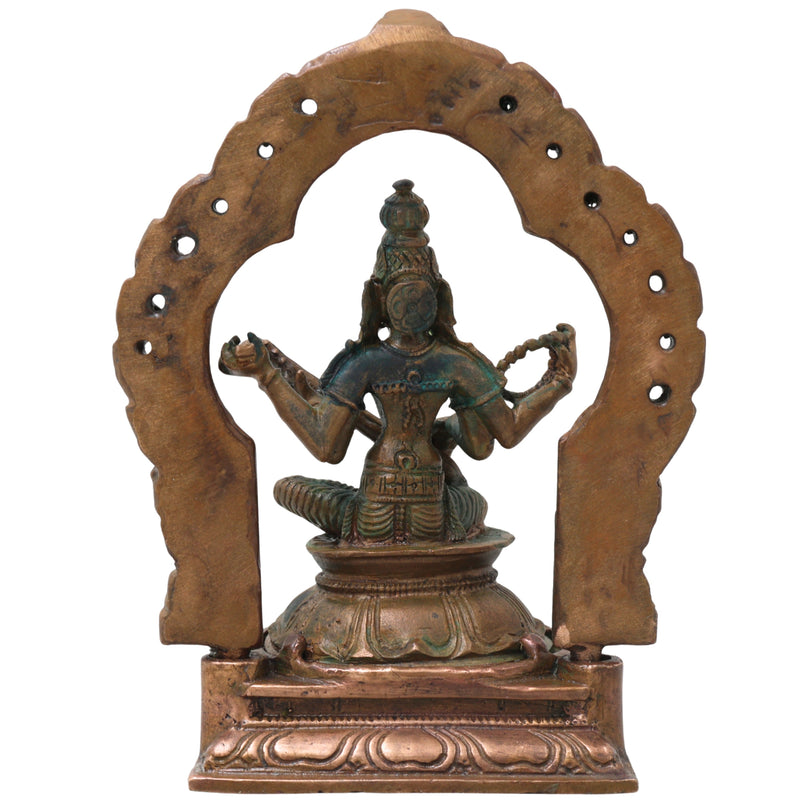 Bronze Saraswati Idol Vagdevi Sharada Murti for Pooja Home Decor Gifting Handcrafted Traditional Chola Style, Brown, 5 Inch, 1 Piece