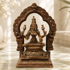 Bronze Mahalakshmi Idol Sri Lakshmi Devi Murti Kamala Narayani Ashtalakshmi Panchaloha Style Statue for Pooja Home Decor & Prosperity, Brown, 5 Inch, 1 Piece