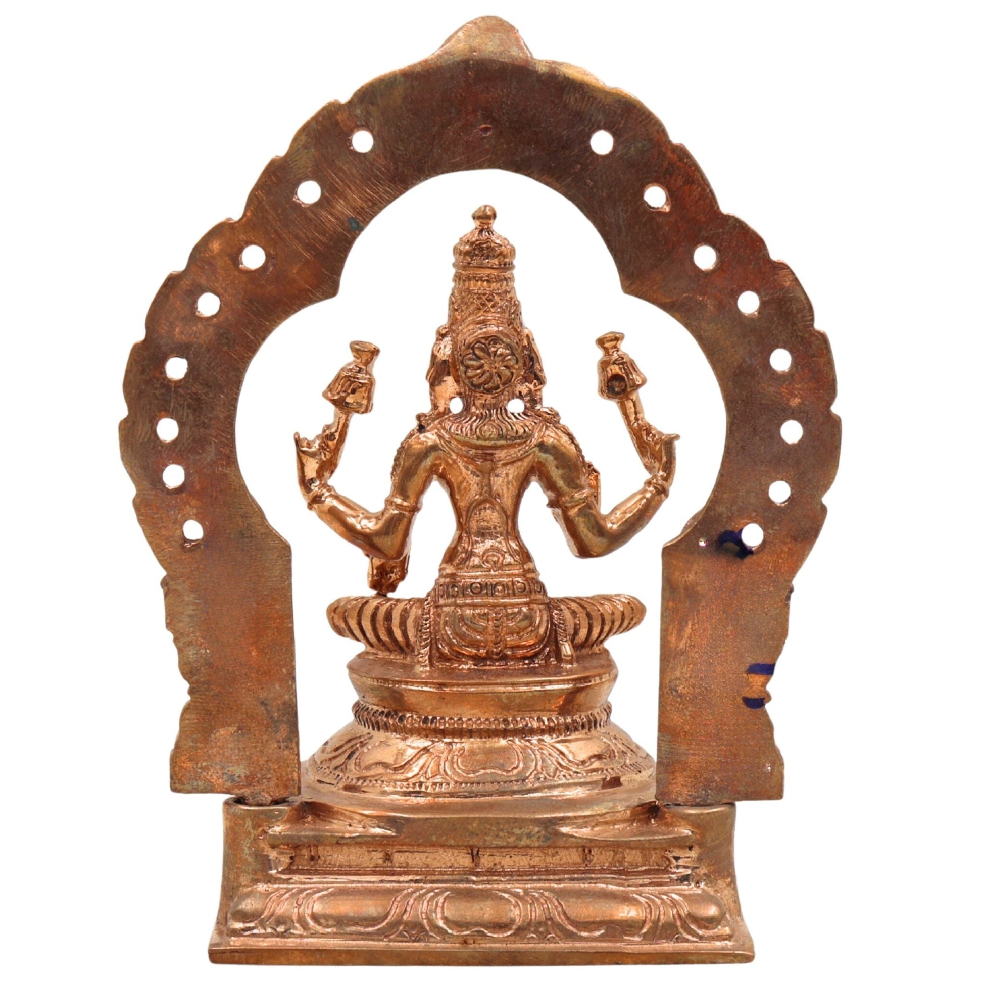 Handcrafted Bronze Panchaloha Lakshmi Idol | Mahalakshmi Murti for Prosperity, Wealth & Home Decor | Ashta Lakshmi, Dhanalakshmi, Gajalakshmi Statue | Traditional South Indian Wax Casting,Gold, 5 Inch, 1 Piece