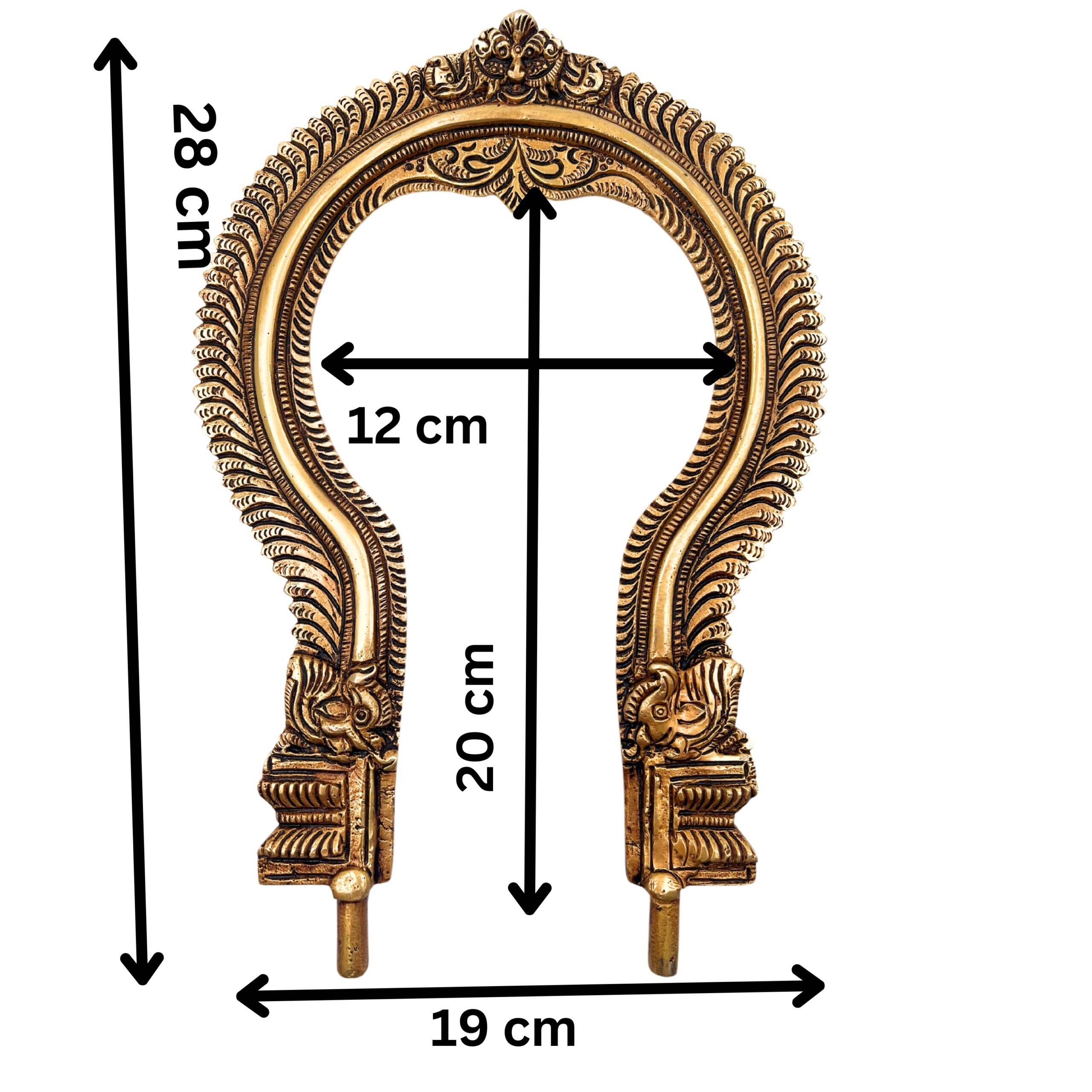 Bhunes Brass Prabhavali for Idols Handcrafted – Traditional Temple Arch Backdrop Frame for Murti, Pooja Room, Mandir Decor, Wall Hanging – Kirtimukha Aura Backplate, Gold, 11 Inch, 1 Piece