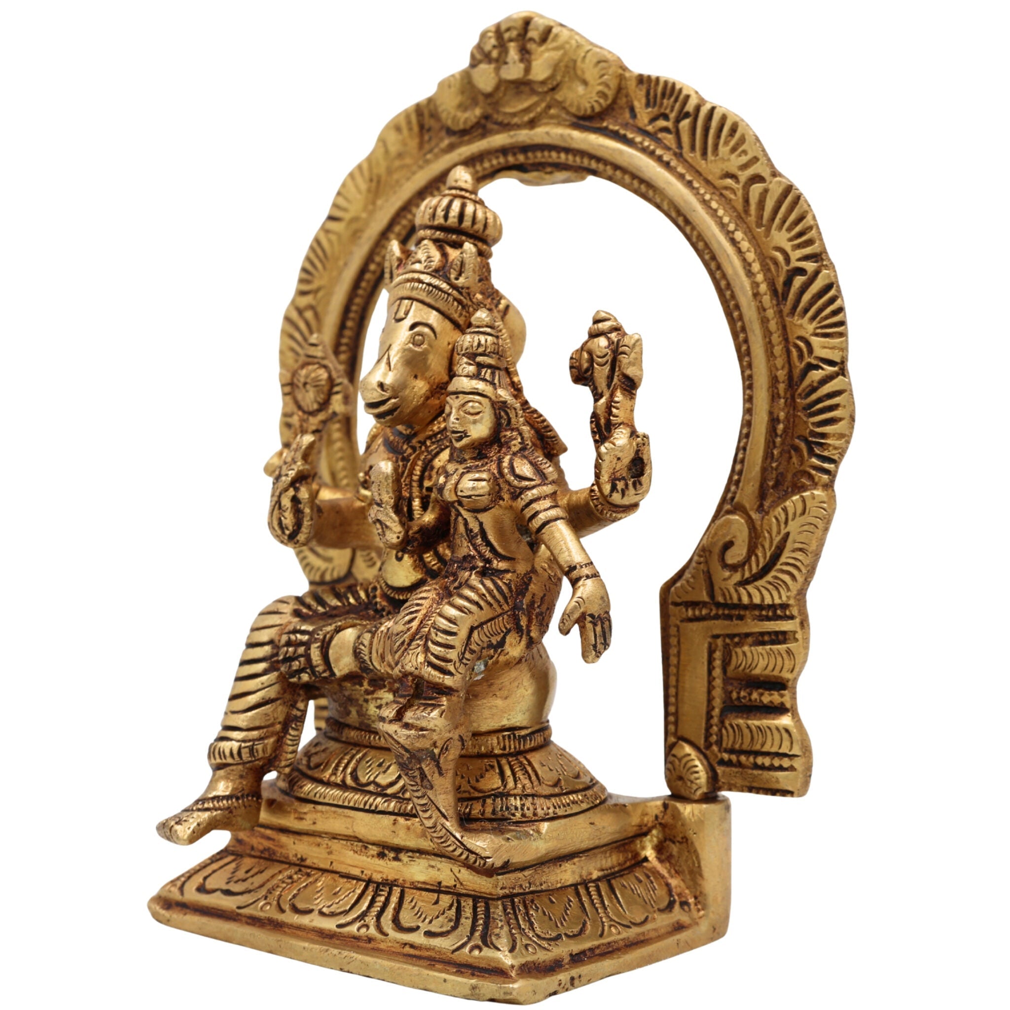 Lord Hayagriva Lakshmi Brass Idol | Lakshmi Hayagriva Murti Vigraham Statue for Pooja, Temple, Home Decor & Vastu Gift,Gold, 6 Inch, 1 Piece