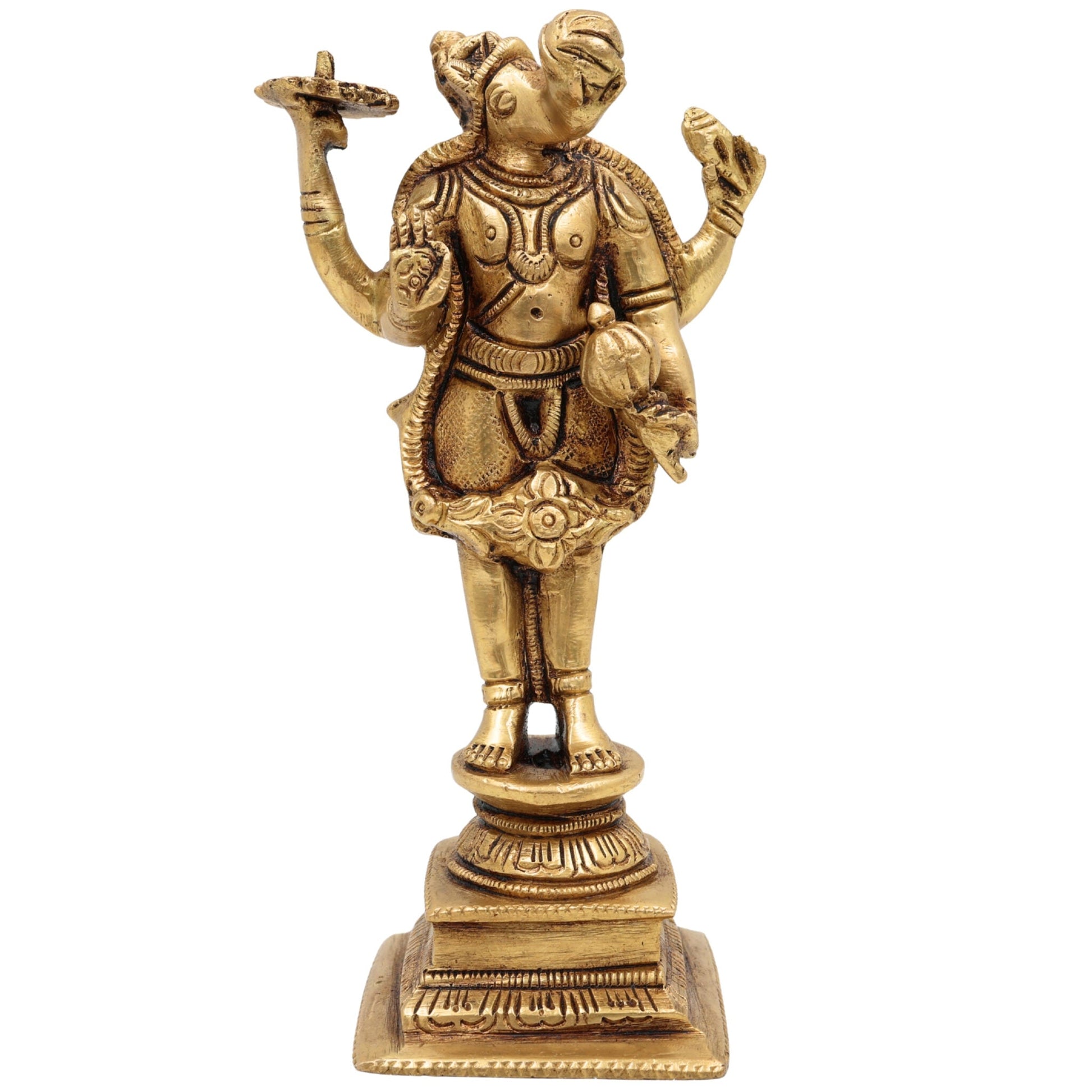 Brass Varaha Idol | Lord Varaha Murti, Varahadev Statue for Puja, Home Decor & Temple | Handcrafted Varahavatar Sculpture,Gold,6inch,1pice