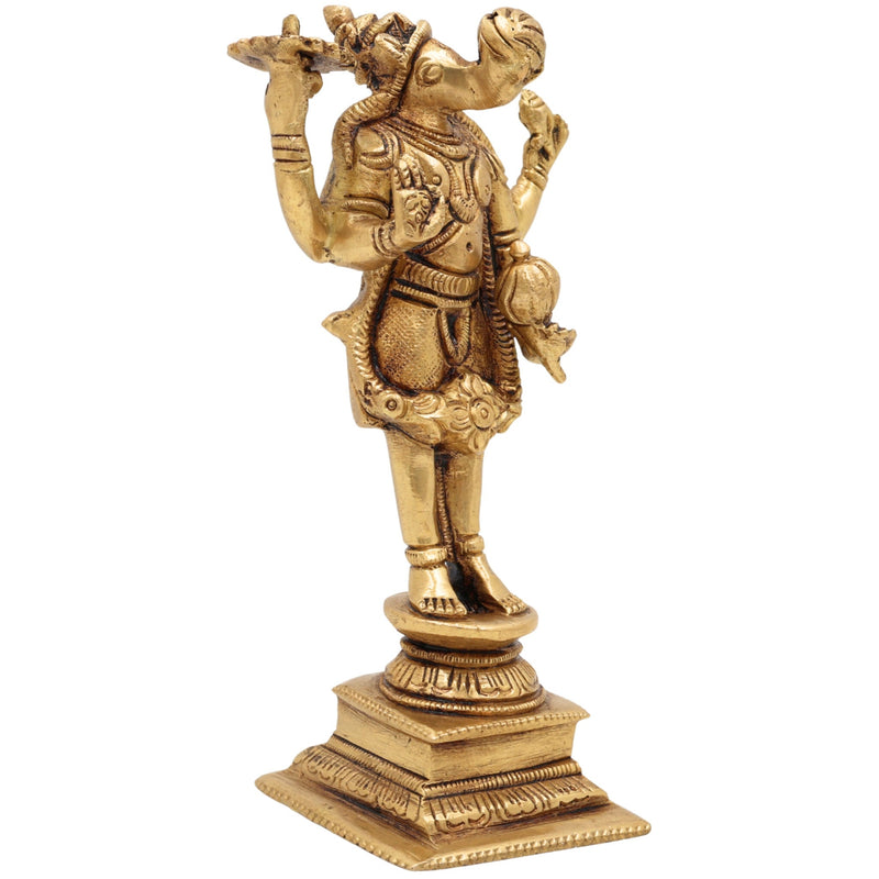 Brass Varaha Idol | Lord Varaha Murti, Varahadev Statue for Puja, Home Decor & Temple | Handcrafted Varahavatar Sculpture,Gold,6inch,1pice