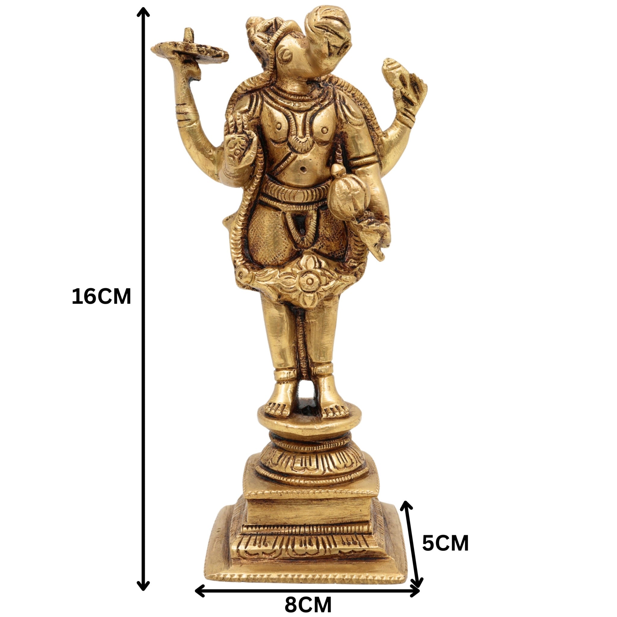 Brass Varaha Idol | Lord Varaha Murti, Varahadev Statue for Puja, Home Decor & Temple | Handcrafted Varahavatar Sculpture,Gold,6inch,1pice