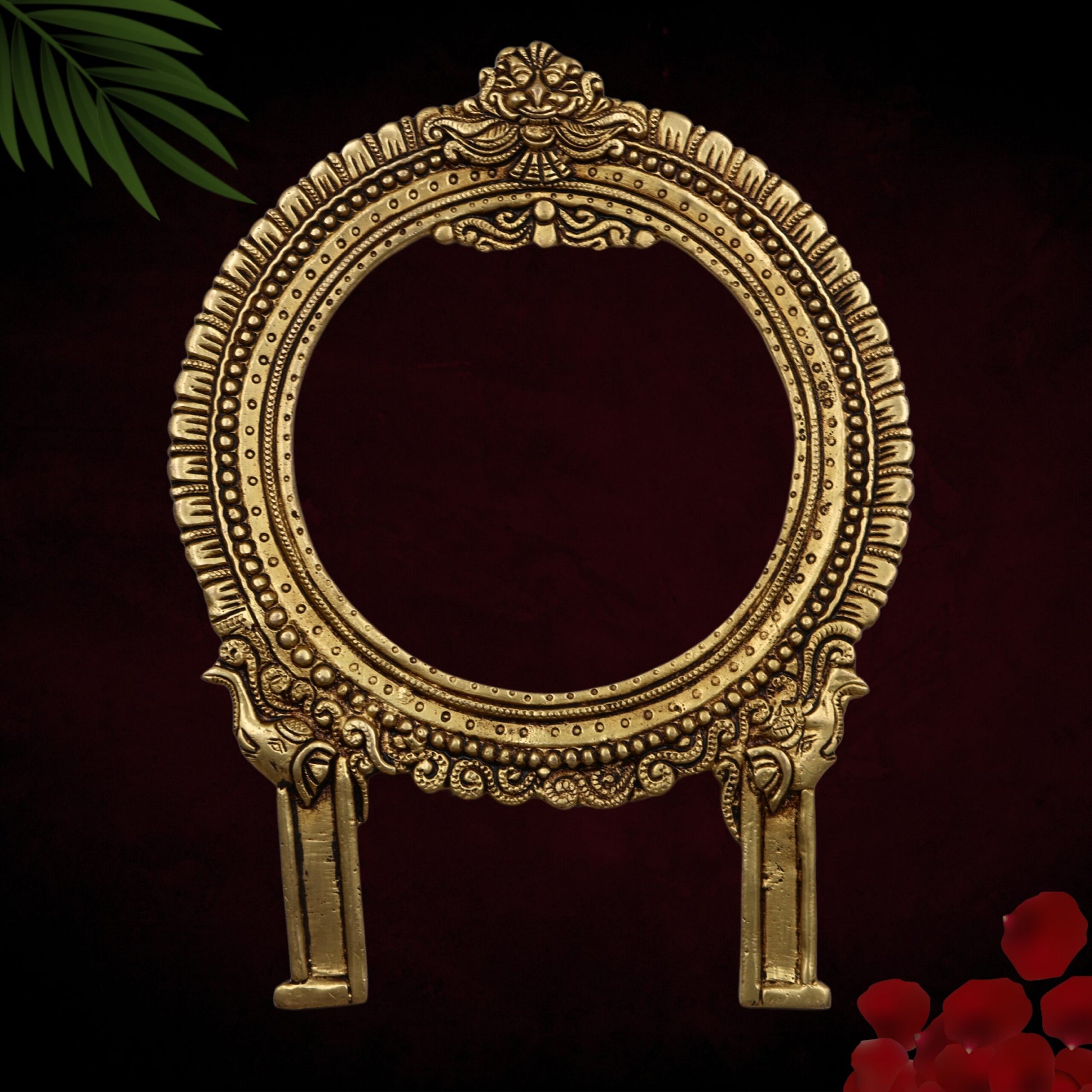 Brass Prabhavali for Idols Handcrafted – Traditional Temple Arch Frame | Prabhamandala Tiruvasi Aura Backplate for God Statue | Decorative Pooja Mandapam Wall Hanging, Gold, 11 Inch, 1 Piece